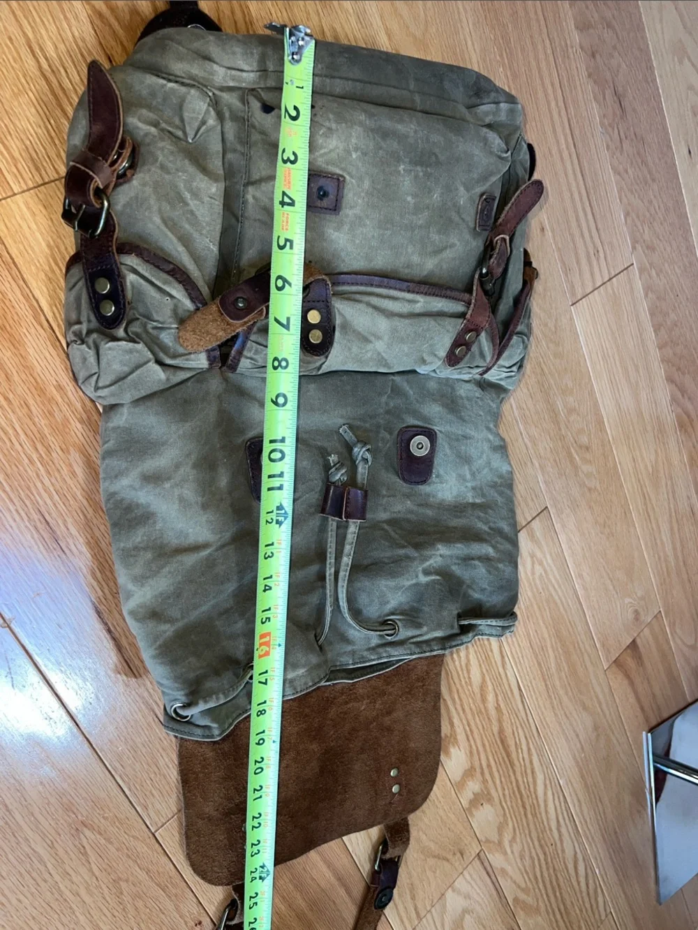Western Leather Goods lone horse Distressed Canvas Leather Rucksack Backpack